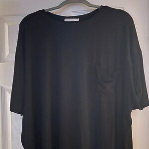 Zenana Oversized Ribbed Round Neck Short Sleeve Pocket Tee